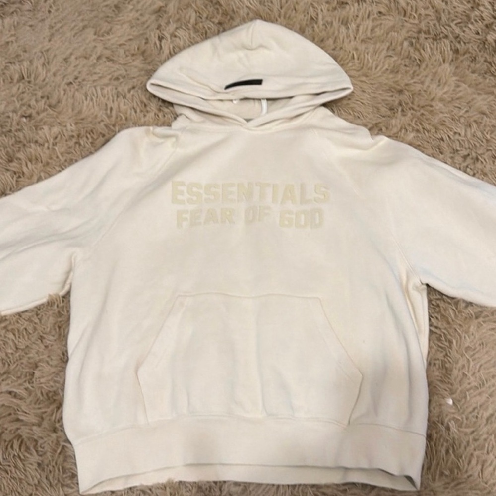 Essentials Mens Cream Hoodie Sweatshirt